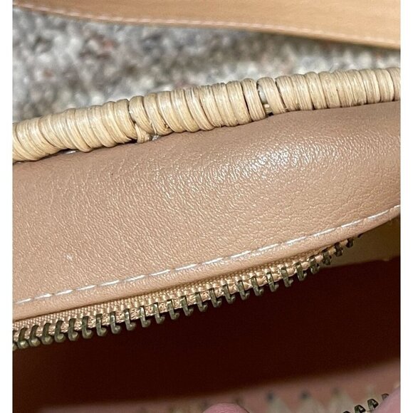 Unbranded Straw Crossbody Purse Bag Tan Cream Zip NWOT - Picture 5 of 5